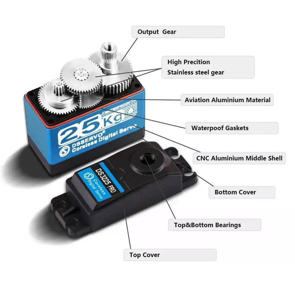 DS3225 Pro 25kg Coreless Digit - Robot Arm Motor ulasan dan harga